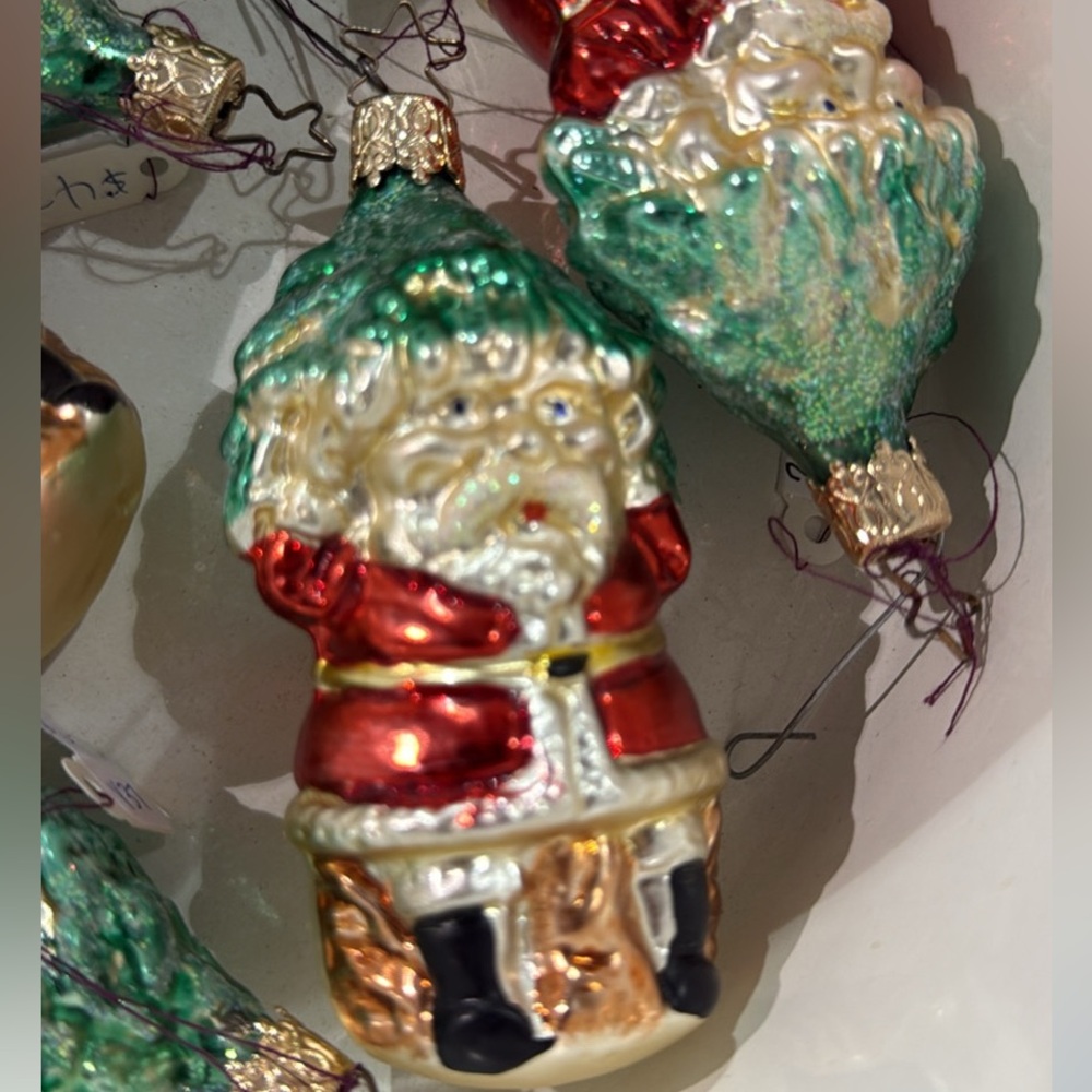 4 Old World Vintage Christmas Ornaments Santa Christmas Tree